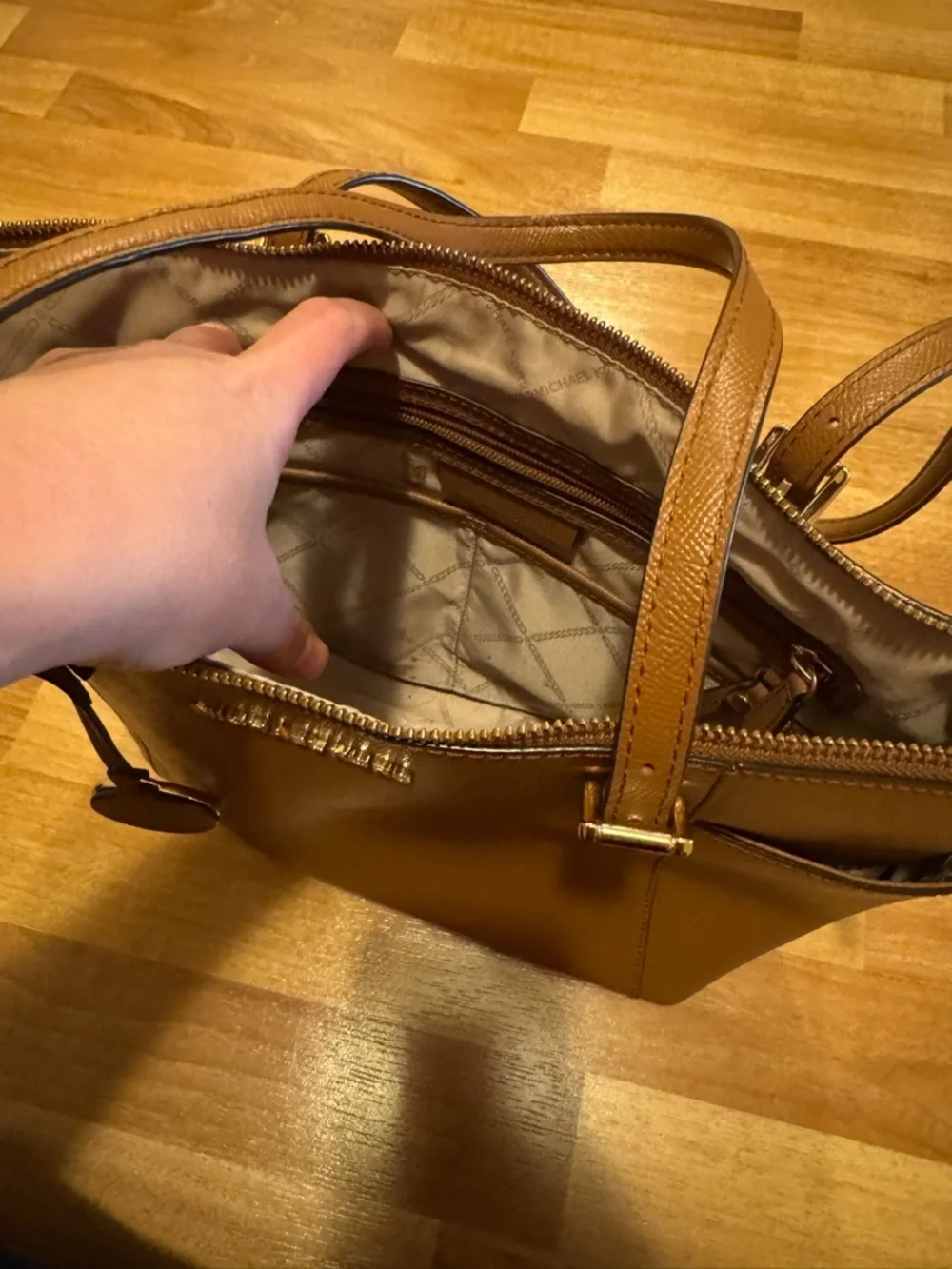 Michael Kors Brown Saffiano Leather Tote Bag - Picture 2 of 3